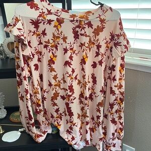 Floral Ruffle Sleeve Women's Top